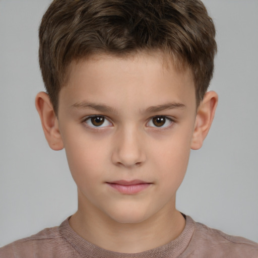 Neutral white child male with short  brown hair and brown eyes