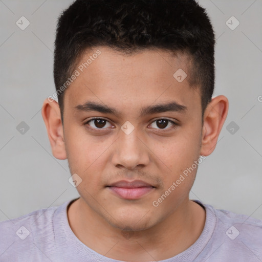 Neutral white child male with short  brown hair and brown eyes