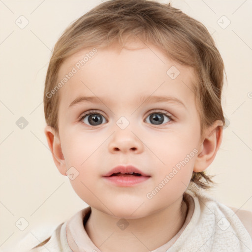 Neutral white child female with medium  brown hair and brown eyes