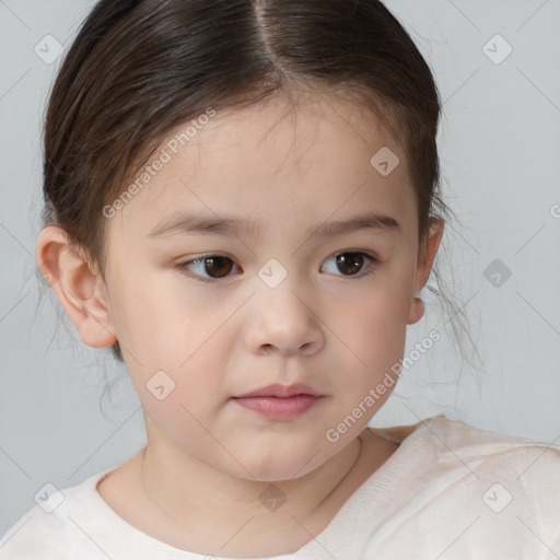 Neutral white child female with medium  brown hair and brown eyes