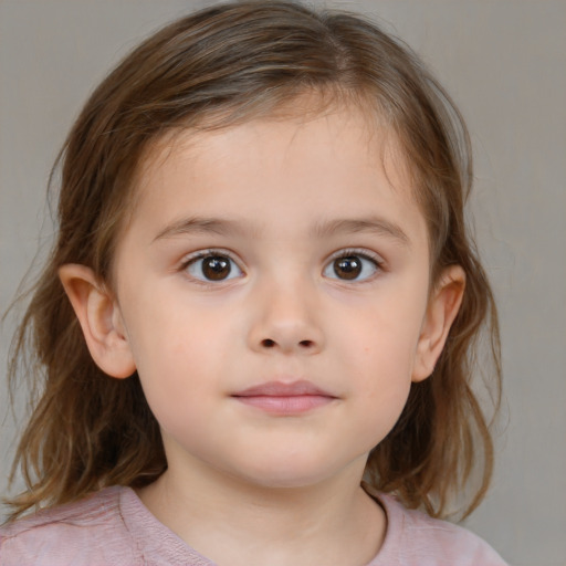 Neutral white child female with medium  brown hair and brown eyes