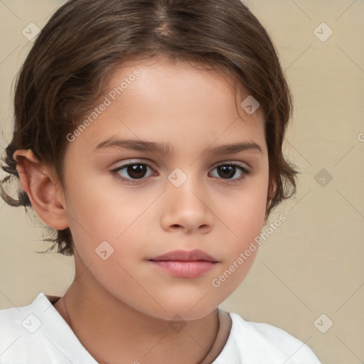 Neutral white child female with medium  brown hair and brown eyes