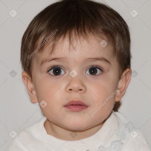 Neutral white child male with short  brown hair and brown eyes