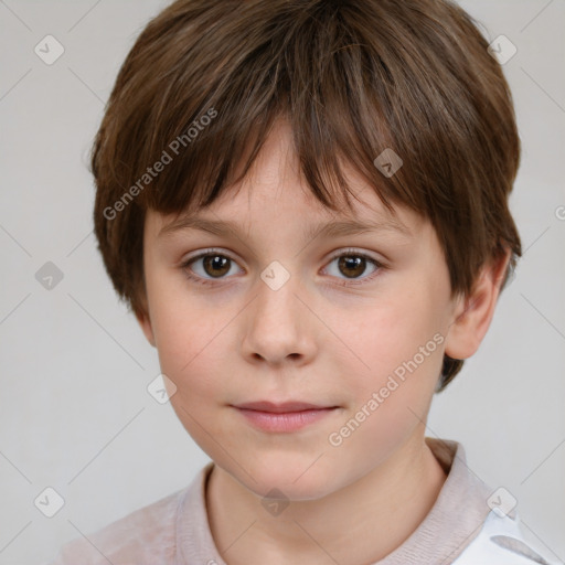 Neutral white child female with short  brown hair and brown eyes