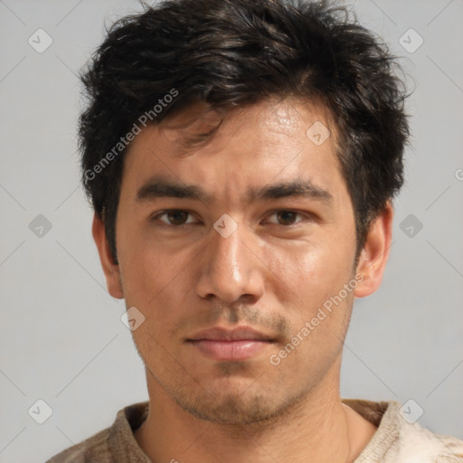 Neutral white adult male with short  brown hair and brown eyes