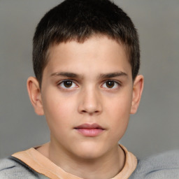 Neutral white child male with short  brown hair and brown eyes