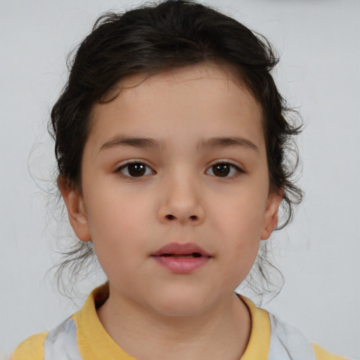 Neutral white child female with medium  brown hair and brown eyes