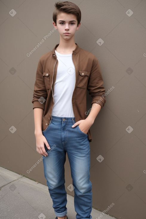 French teenager boy with  brown hair