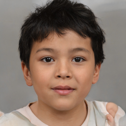 Neutral white child male with short  brown hair and brown eyes