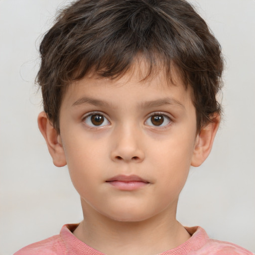 Neutral white child male with short  brown hair and brown eyes