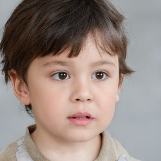 Neutral white child male with medium  brown hair and brown eyes