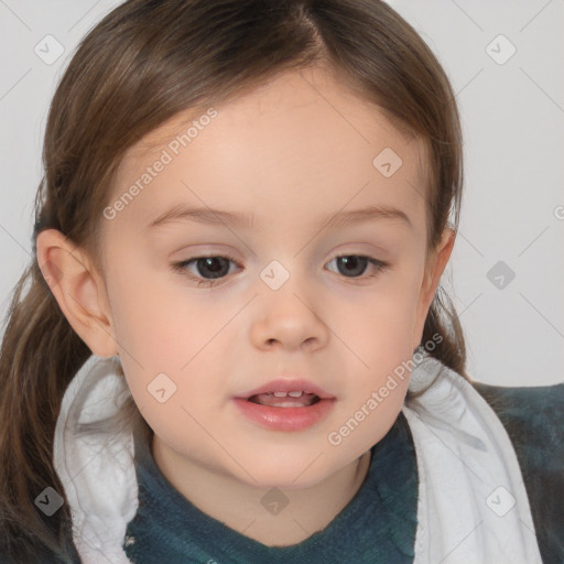 Neutral white child female with medium  brown hair and brown eyes