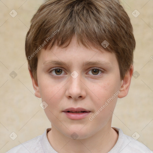 Neutral white child male with short  brown hair and brown eyes