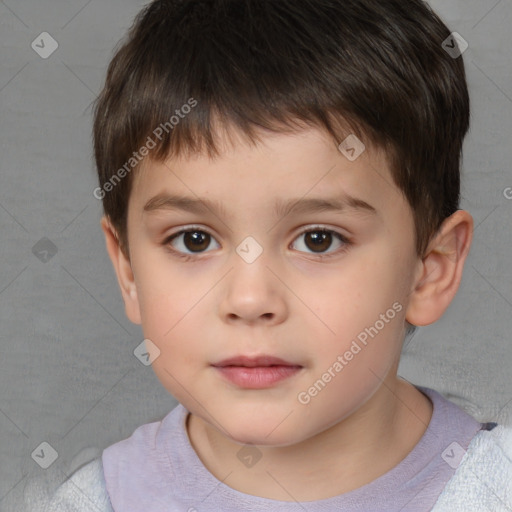 Neutral white child male with short  brown hair and brown eyes