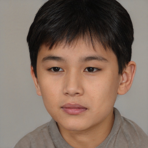 Neutral asian child male with short  brown hair and brown eyes