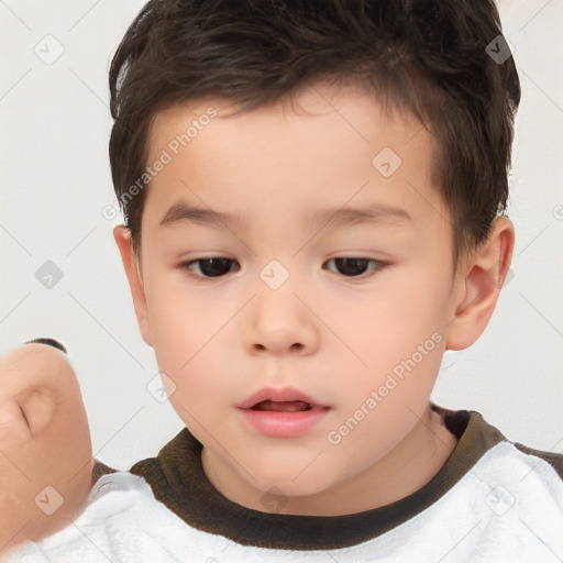 Neutral white child male with short  brown hair and brown eyes