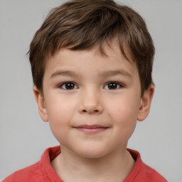 Neutral white child male with short  brown hair and brown eyes