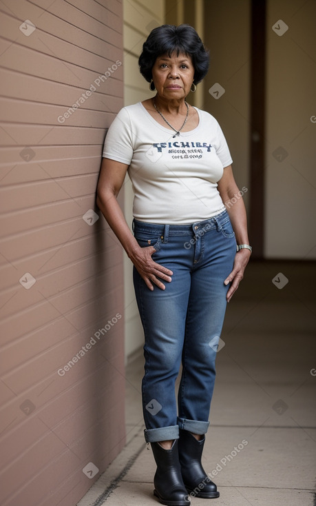 African american elderly female with  black hair