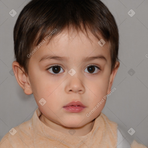 Neutral white child male with short  brown hair and brown eyes