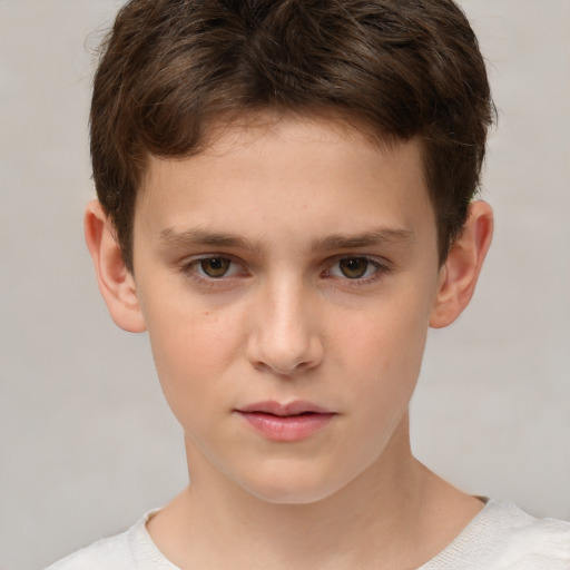 Neutral white child male with short  brown hair and brown eyes