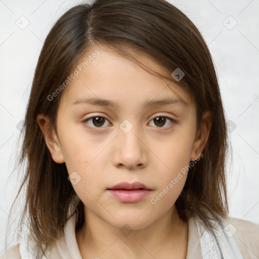 Neutral white child female with medium  brown hair and brown eyes