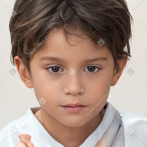 Neutral white child male with short  brown hair and brown eyes