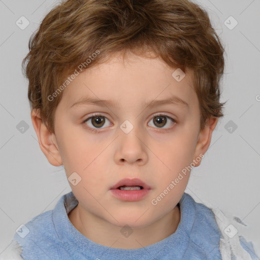Neutral white child male with short  brown hair and brown eyes