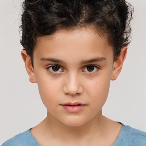 Neutral white child male with short  brown hair and brown eyes