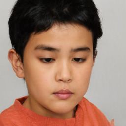 Neutral asian young-adult male with short  brown hair and brown eyes