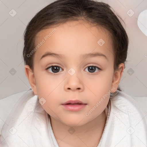 Neutral white child female with medium  brown hair and brown eyes