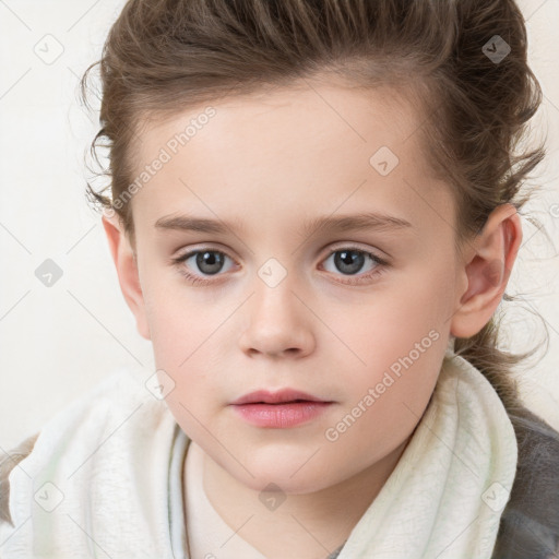 Neutral white child female with medium  brown hair and brown eyes