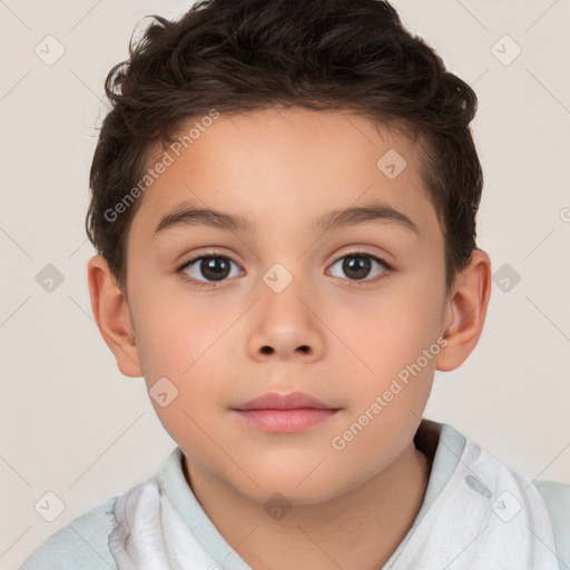 Neutral white child male with short  brown hair and brown eyes