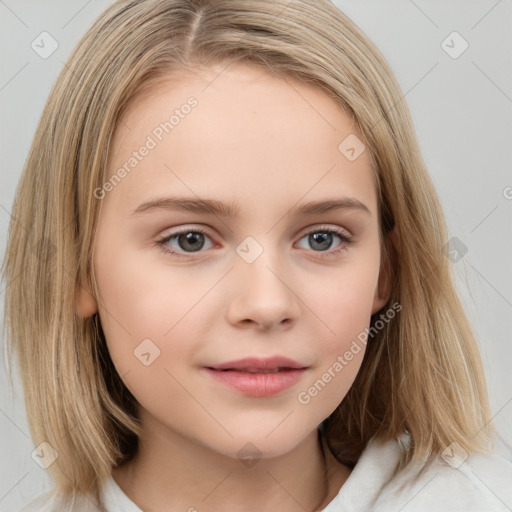 Neutral white child female with medium  brown hair and brown eyes