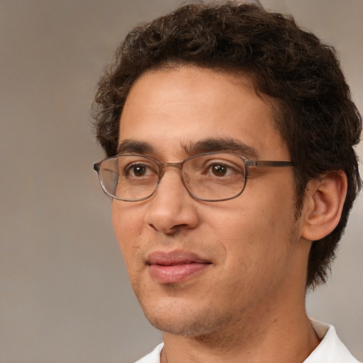 Neutral white adult male with short  brown hair and brown eyes
