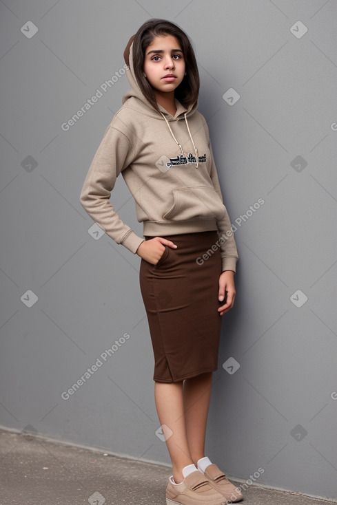 Arab teenager female with  brown hair