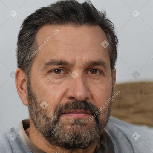 Neutral white adult male with short  brown hair and brown eyes