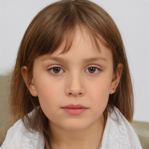 Neutral white child female with medium  brown hair and brown eyes