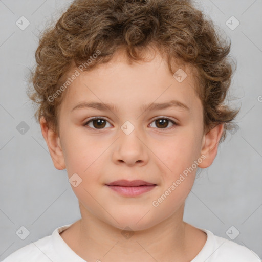 Neutral white child male with short  brown hair and brown eyes