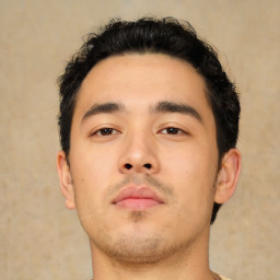 Neutral asian young-adult male with short  brown hair and brown eyes