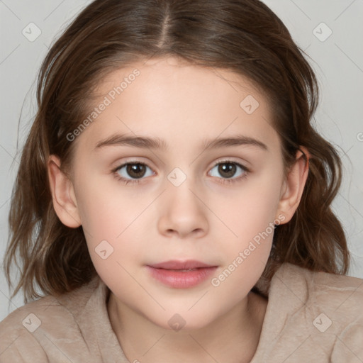 Neutral white child female with medium  brown hair and brown eyes