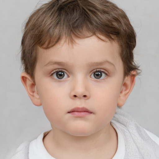 Neutral white child male with short  brown hair and brown eyes