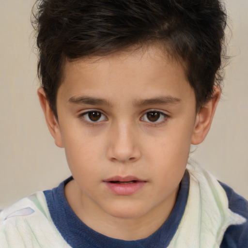 Neutral white child male with short  brown hair and brown eyes