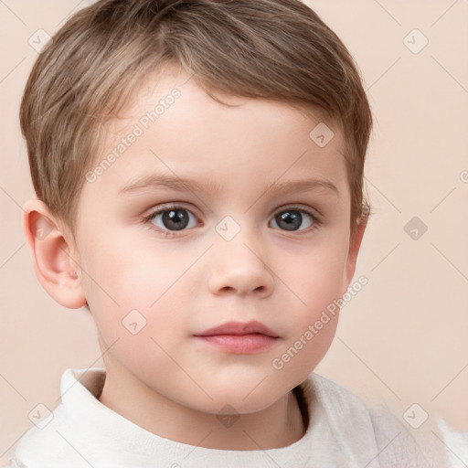 Neutral white child male with short  brown hair and brown eyes