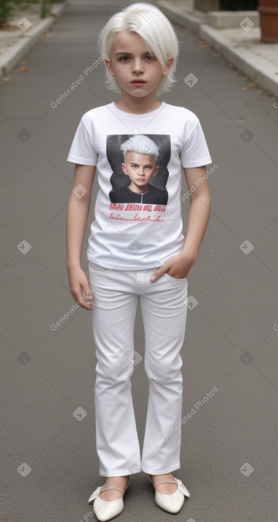 Albanian child boy with  white hair