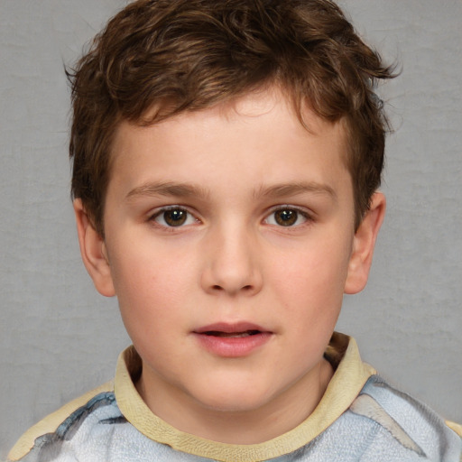 Neutral white child male with short  brown hair and brown eyes