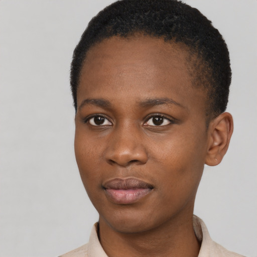 Neutral latino young-adult female with short  black hair and brown eyes