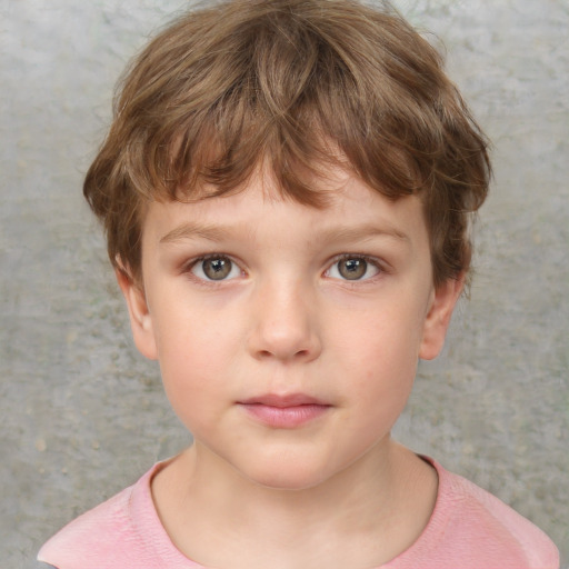 Neutral white child female with short  brown hair and brown eyes