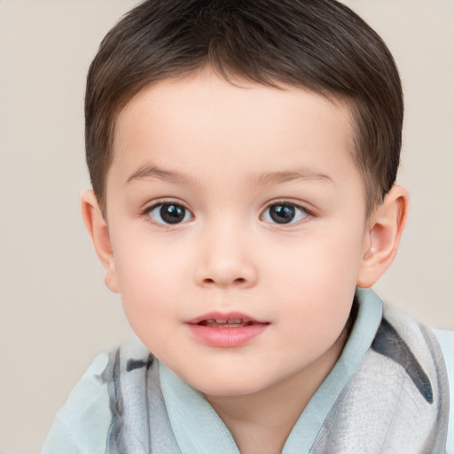 Neutral white child male with short  brown hair and brown eyes