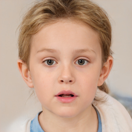 Neutral white child female with medium  brown hair and brown eyes