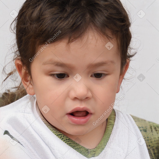 Neutral white child male with short  brown hair and brown eyes